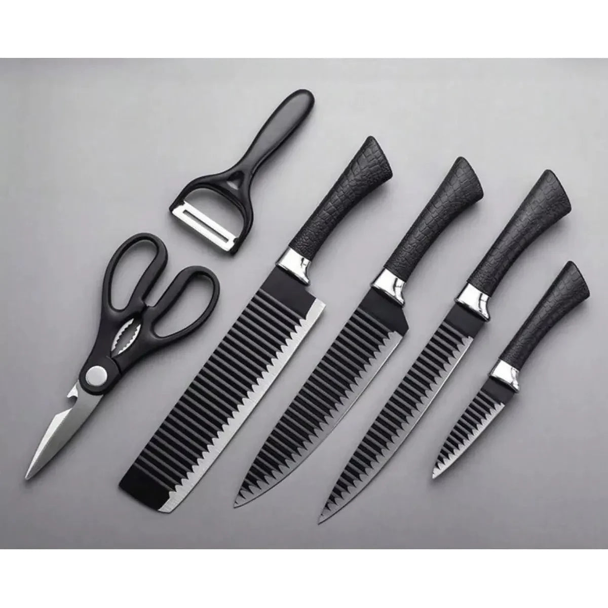 Cuchillos De Cocina Profesionales De Acero Kit 6 Piezas Color Negro