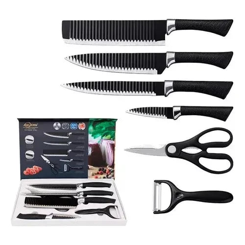 Cuchillos De Cocina Profesionales De Acero Kit 6 Piezas Color Negro