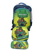 Mochila Escolar Lapicera Lonchera Térmica 3piezas Mochilas Para Niños Primaria Con Gran Capacidad Dibujo 3D Minecraft