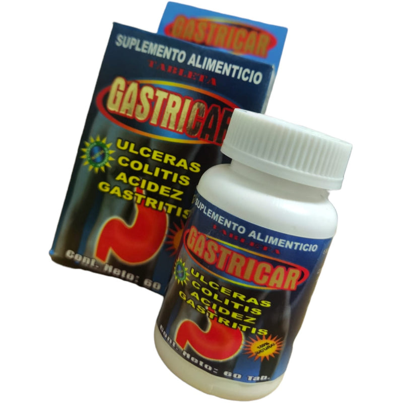 Gastricar 60 Tabletas Suplemento para Ulceras, Colitis, Acidez y Gastritis