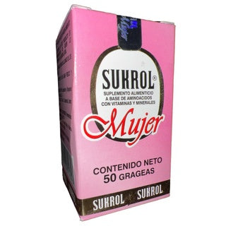 Sukrol Mujer Vigorizante y Multivitaminico 50 Grageas Compuesto Aminoácidos Y Antioxidantes.