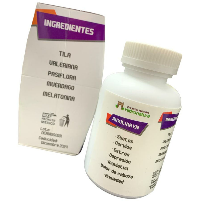 Nervios Suplemento Alimenticio Reforzado Con Melatonina 120 tabletas de 1 gramo