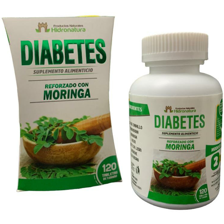 Diabetes Suplemento Alimenticio Reforzado Con Moringa 120 Tabletas De 1 Gramo